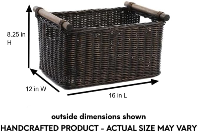 The Basket Lady Pole Handle Wicker Storage Basket, 16 in L x 12 in W x 8.25 in H - Image 6