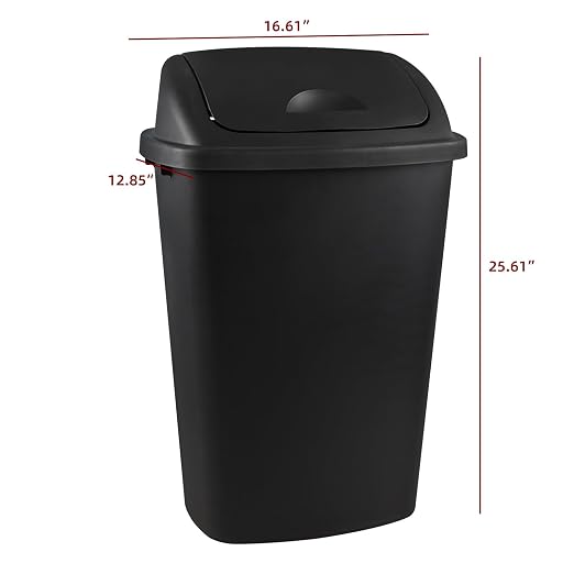 Zopnny 4-Pack Lidded Trash Can, 13 Gallon Black Plastic Garbage Bin - Image 2