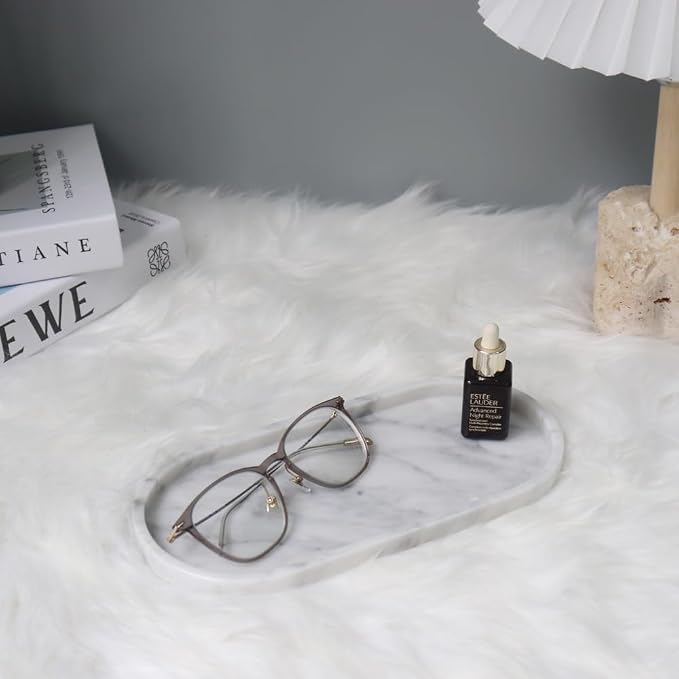Natural Marble Tray, Oval Vanity Decorative Tray - Image 3