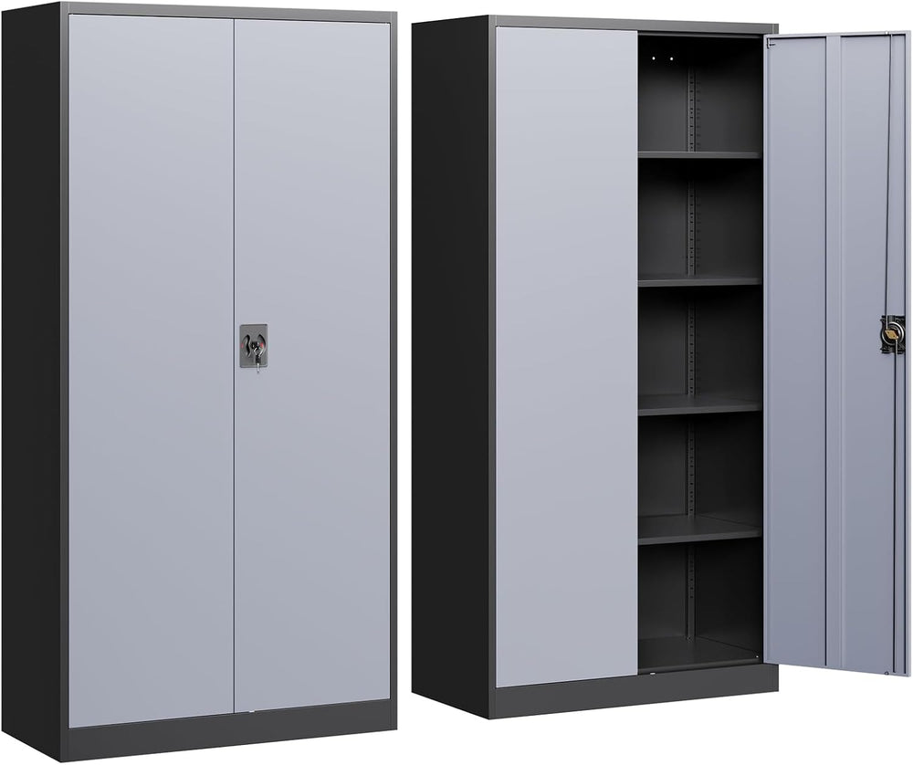 Yizosh Metal Garage Storage Cabinet with Lock, 72" Locking Tool Cabinets...
