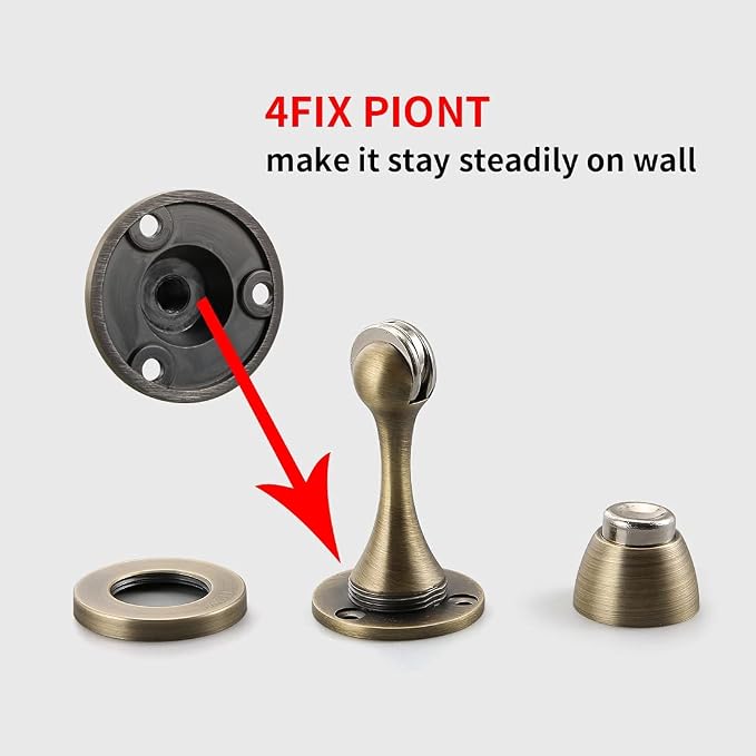 YAGU Door Stopper 4 Pack Magnetic Door Stops, Zinc Alloy Brushed Bronze Door - Image 4