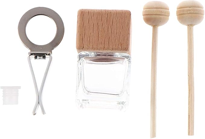 20 Pack, 8ml Clear Glass Car Air Freshener Perfume Clip Diffuser, Empty - Image 2