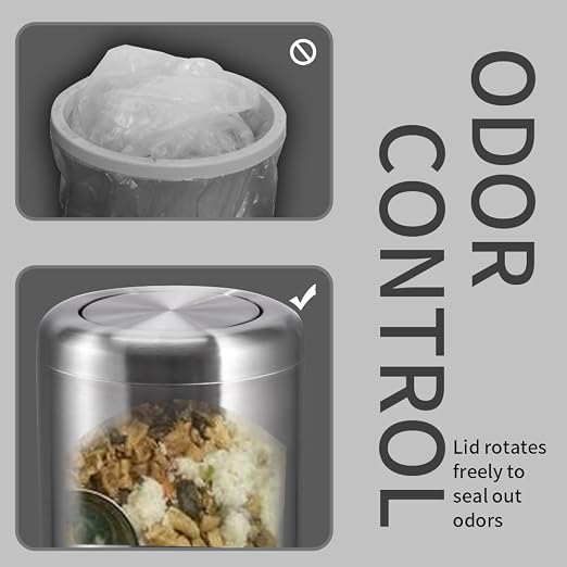 Waste Can 3 Gallon with Swing Lid，Brushed Stainless Steel Trash Can，Metal - Image 9