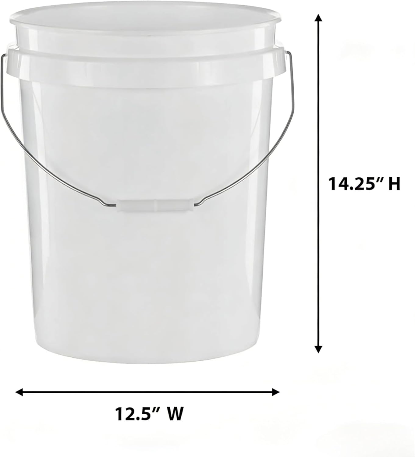 (2 Pack) 5 Gallon Utility Bucket with Comfort Handle – Heavy Duty Plastic Pail, Stackable, Easy Clean, White – Perfect for Cleaning, Painting, Household Storage