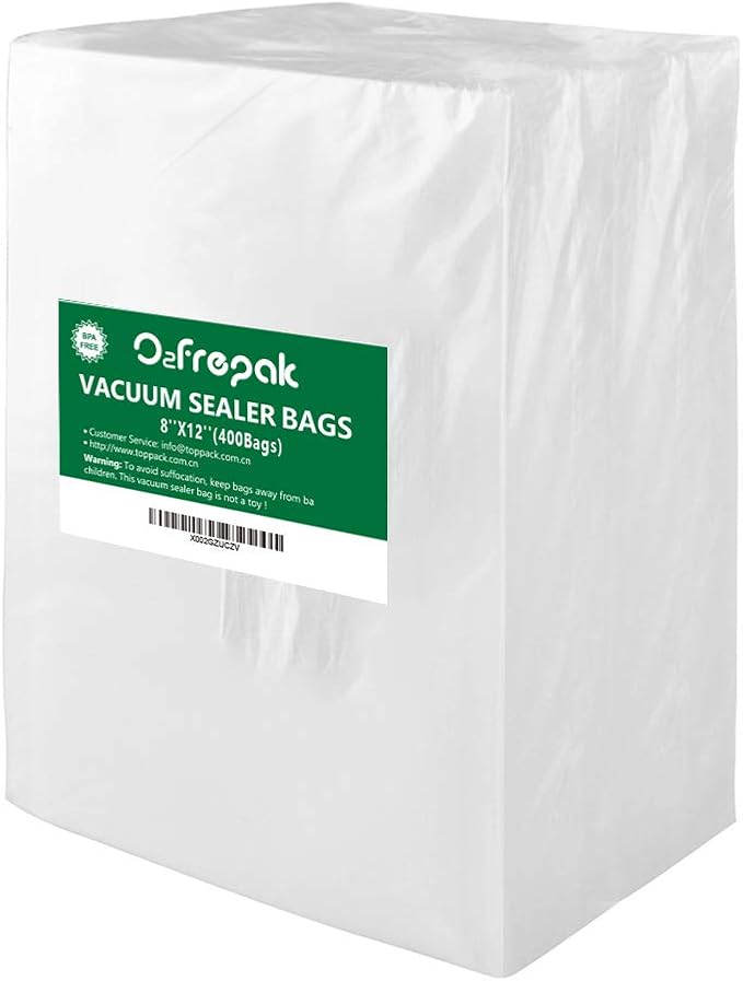 O2frepak 400 Quart Size 8" x 12" Vacuum Sealer Bags by O2frepak