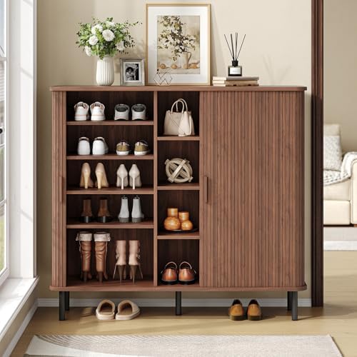 ONBRILL 48" Large Shoe Cabinet with 2 Sliding Doors & Open Storage, ...