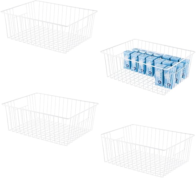 16" L x 12" W Wider Freezer Storage Organizer Baskets Container, Deep Metal by Y.Z.Bros