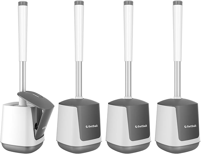 SetSail Toilet Brush 4 Pack Toilet Bowl Brush and Holder Toilet Cleaner Brush by SetSail