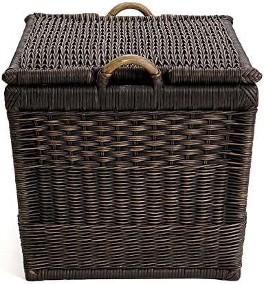 The Basket Lady Lift-Off Lid Wicker Storage Basket, M, Walnut Brown