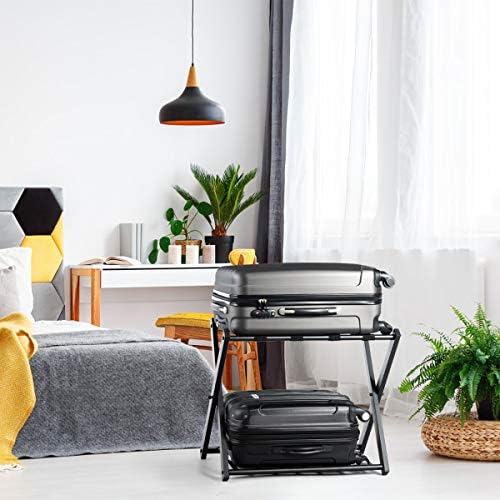Tangkula Luggage Rack (Set of 2), Folding Metal Suitcase Luggage Stand, Doubl...