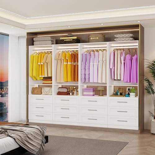 Closet System Set of 2, Closet System with 6 Drawers, 4 Rods & 2 Shelves,...