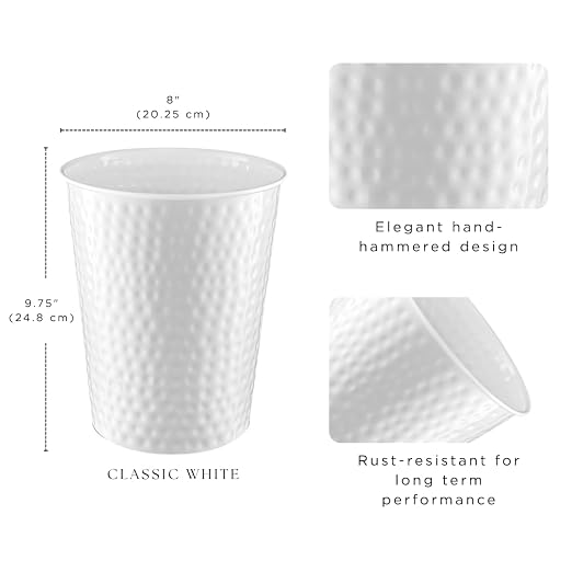 Monarch Abode White Hand Hammered Metal Wastebasket - Image 2