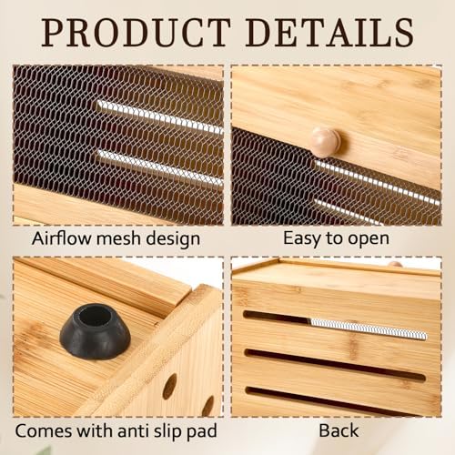 Thyle Bamboo Pantry Organizer and Containers Potato and Onion Storage Bin wit...