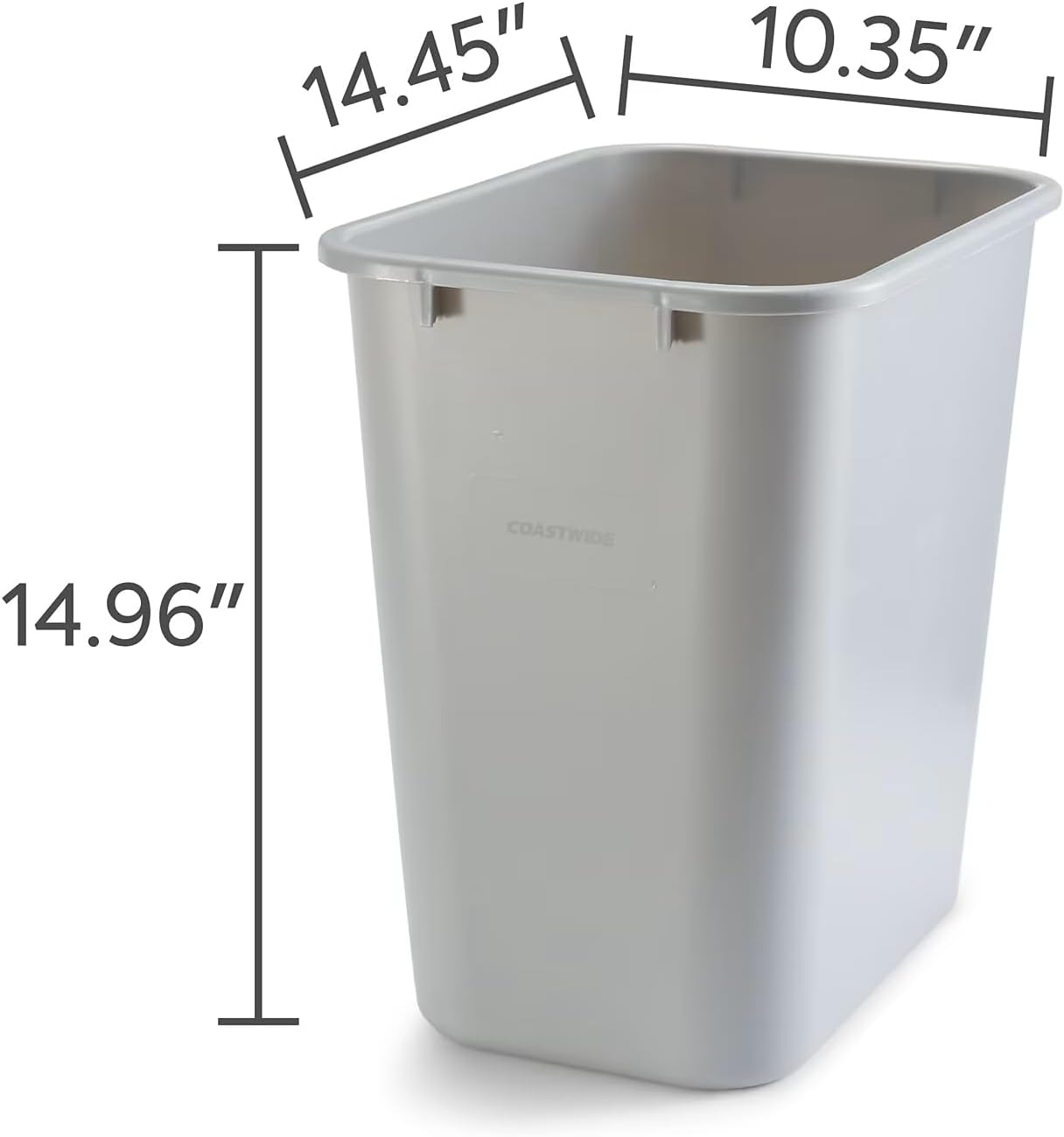 Coastwide Professional Indoor Trash Can Without Lid, Gray, 7 Gallon | Soft molded plastic waste bin for offices, breakrooms, and common areas.
