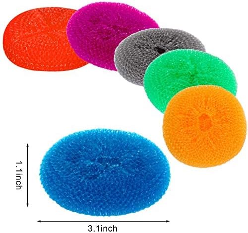 Blulu Plastic Dish Scrubbers for Dishes Pot Round Nylon Pad, Mesh Scouring Non - Image 2