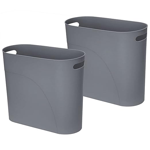 Small Trash Can Plastic Bathroom Wastebasket 3.2 Gallon Slim Garbage Container by ROYFACC