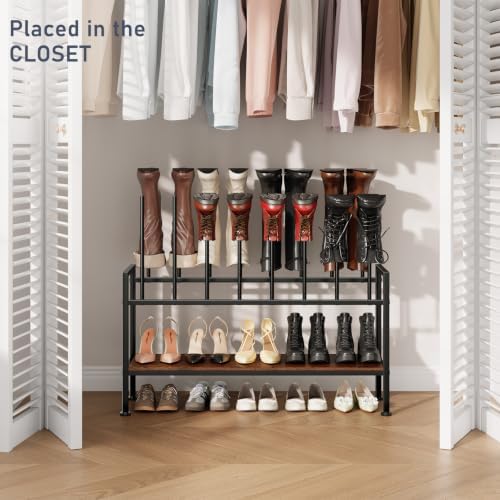 DIMJ Boot Rack 3-Tier - Black Metal Boot Storage Rack for Tall Boots Organize...
