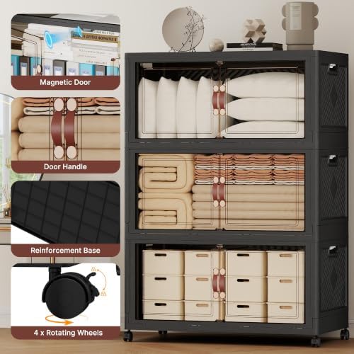 1120QT Extra Large Stackable Storage Bins with Lids & Wheels