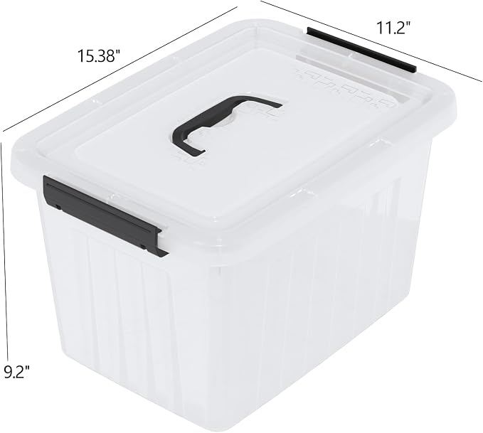 4 Packs 20 L Clear Plastic Storage Bins, Stackable Organizer Containers - Image 2