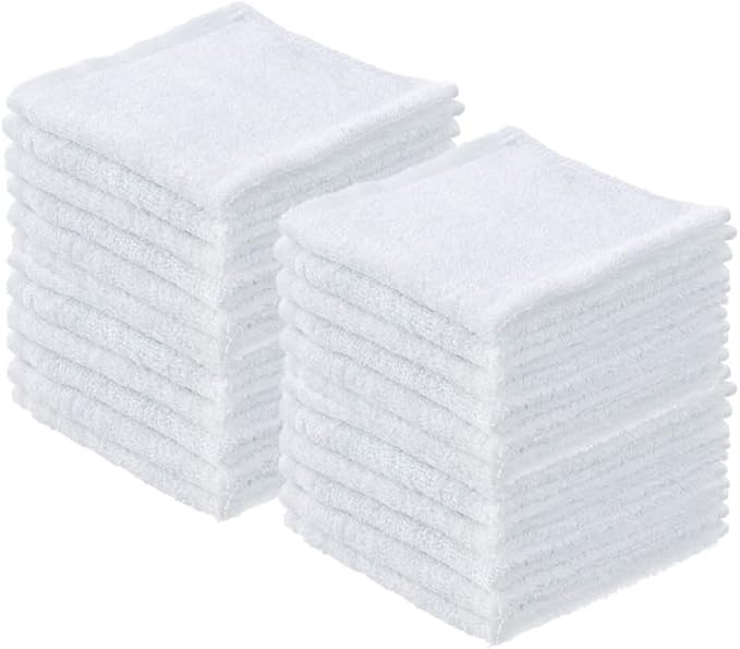 Superio Terry Cloth Rags White Washcloths 100% Cotton 12" Cleaning Cloths by Superio