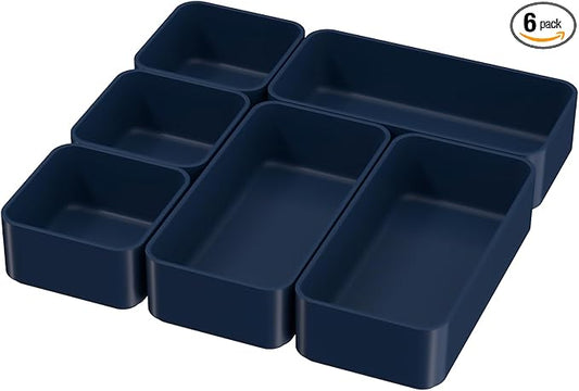 6 Pcs Stackable Drawer Organizer Set Desk Drawer Dividers, Bathroom Vanity by CHANCETSUI