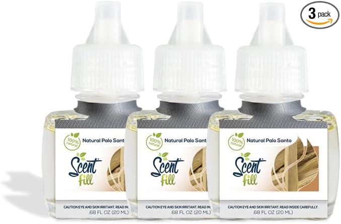 Scent Fill 100% Natural Palo Santo Plug in Air Freshener, Scented Oil Refills by ScentFill