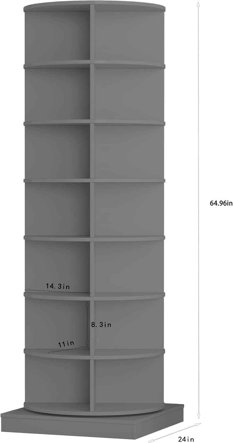 360 Rotating Shoe Tower, 7-Tier Vertical Corner Shoe Rack, Free Standing Spin...
