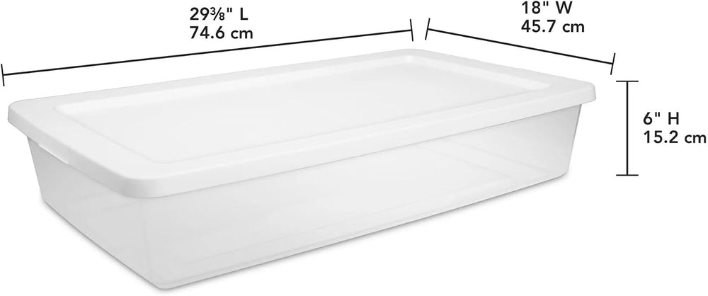 41 Quart Clear Under Bed Storage Bin with Snap-On Lid – Stackable, Transparen...