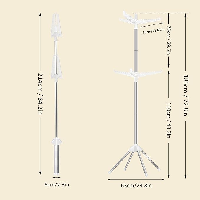 SUYU Clothes Drying Rack, Folding Clothes Drying Tree, 2 Layer - Image 3