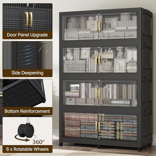 350Gal Extra Large Stackable Storage Bins with Lid, 1750QT Foldable Collapsib...