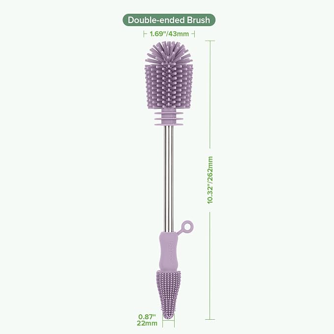 haakaa Cleaning Brush Silicone Bottle Brush Double-Ended Soft Silicone Bristles - Image 8