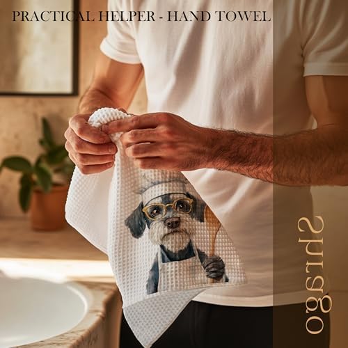 Funny Schnauzer Dog Kitchen Towels, Schnauzer Gifts for Women Men Dish Tea Towels for Kitchen, Dog Lovers Mom Dad Owner Gifts Decorative Hand Towels, 16x24 Inch