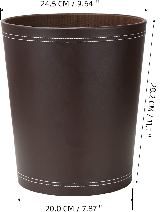 KINGFOM Classic Pu Leather Trash Can Wastebasket, Garbage Container Can - Image 5