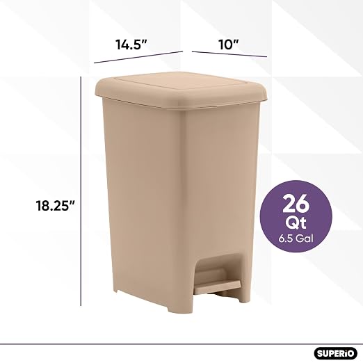 Superio Slim Step On Trash Can, Under Desk - Image 2