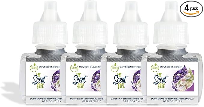 Scent Fill Clary Sage & Lavender Blend Plug in Air Freshener, 4 Scented Oil by ScentFill