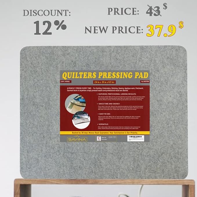 Wool Pressing Pad - 24in x 18in Quilting Ironing Pad - 100% New Zealand Felted - Image 6