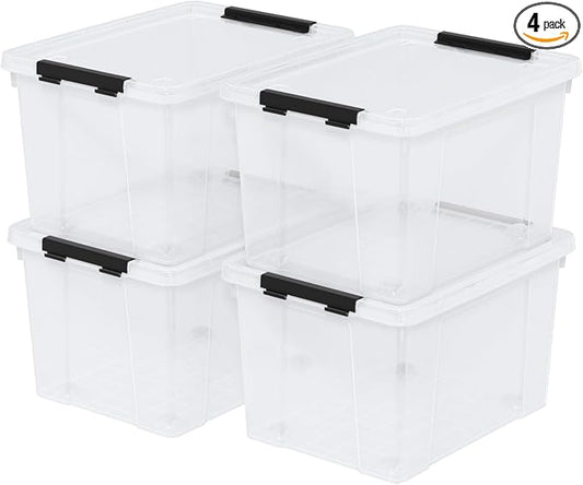 22 Qt Latching Storage Box, Stackable Bin by Afromy