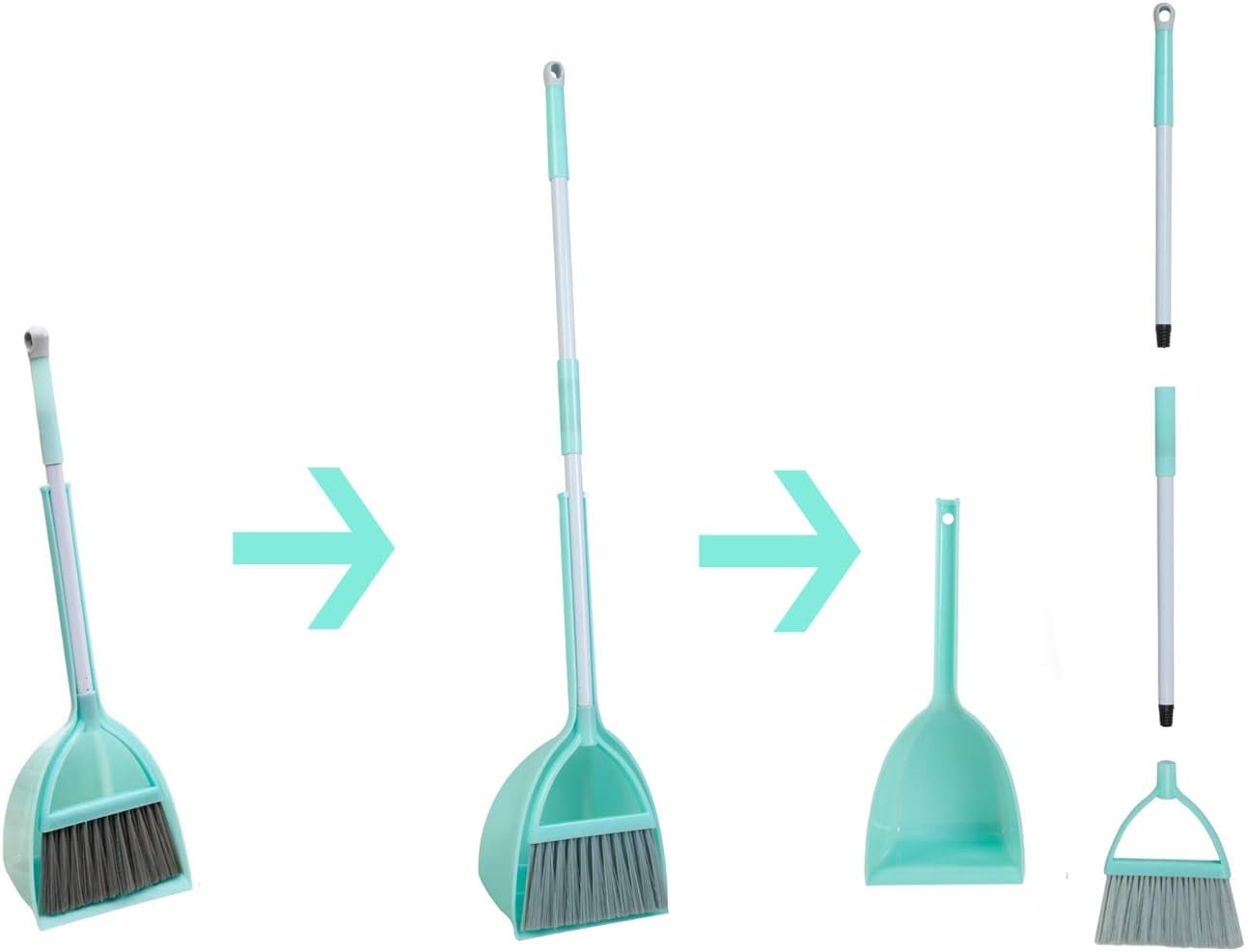 Mini Broom with Dustpan for Kids,Little Housekeeping Helper Set (Light Blue)