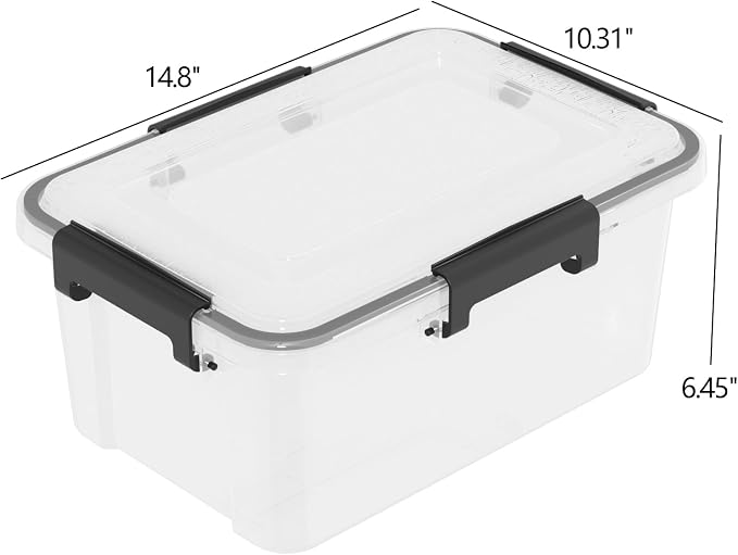 12 Quart Clear Storage Latching Bin, Plastic Pet Food Bins, 6 Packs - Image 3