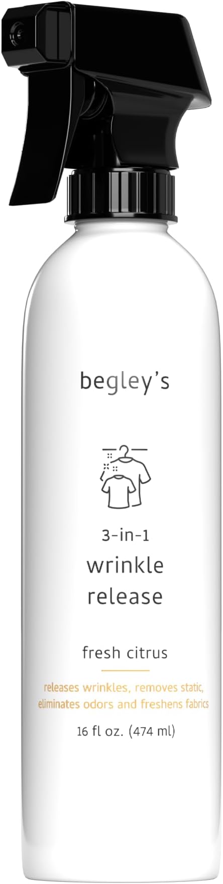 Begley's 3-in-1 Wrinkle Remover, Quick Fix Wrinkle Release, Static Cling Remover by Begleys