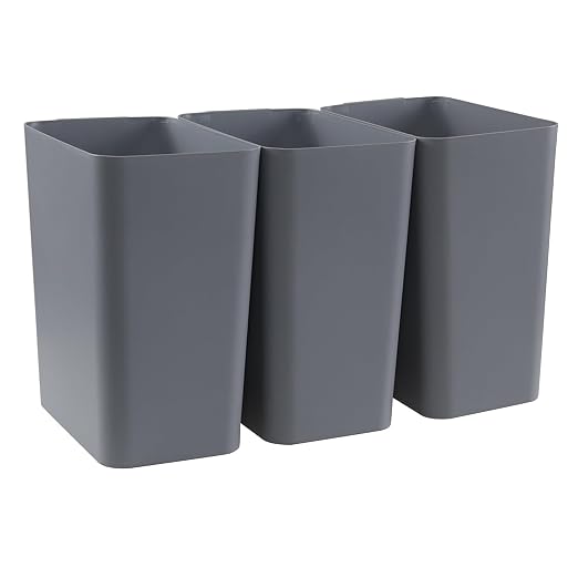 Xyskin Grey Plastic Trash Can, Garbage Container Bin, Trash Wastebasket by Xyskin