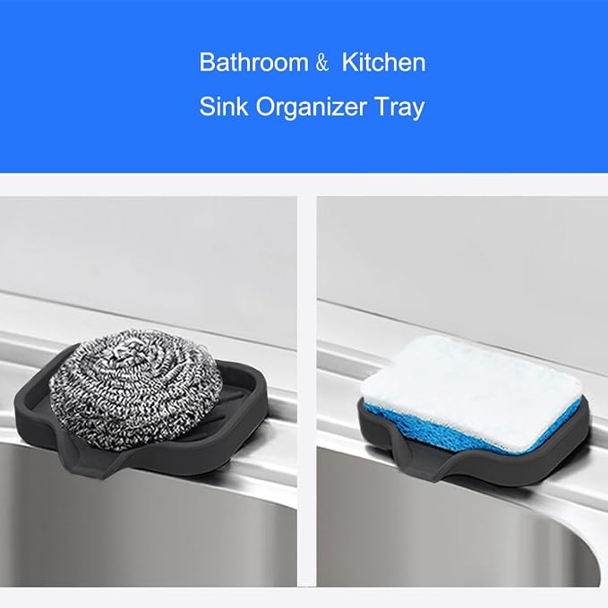 Sponge Holder with Drain Spout, Silicone Sponge Tray - Image 6