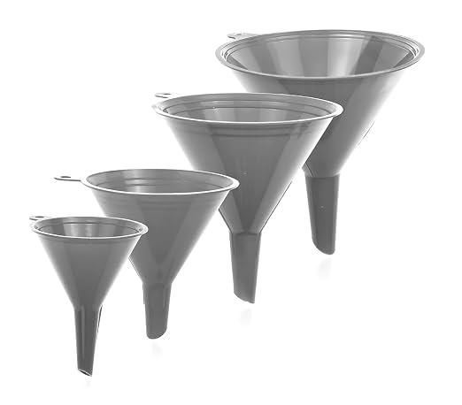 Funnel Gray in 4 Different Sizes Durable & Non-Toxic Food Grade Plastic -Funnels by LIQVEE