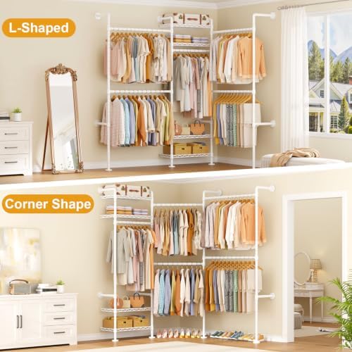 ULIFHOME M7 Wall-Mounted Clothes Rack, Heavy-Duty Garment Closet Rack