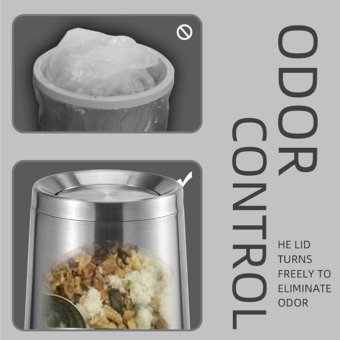 Household Swing Bathroom Trash Can，Brushed Stainless Steel，10 L/3 - Image 6