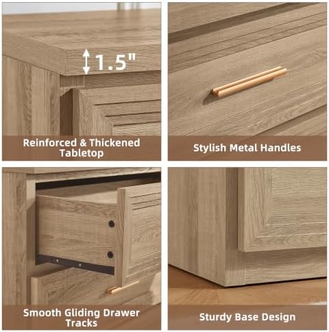 RWYHG Dresser Set for Bedroom with 5 Drawers 45" Tall with Gold Handle