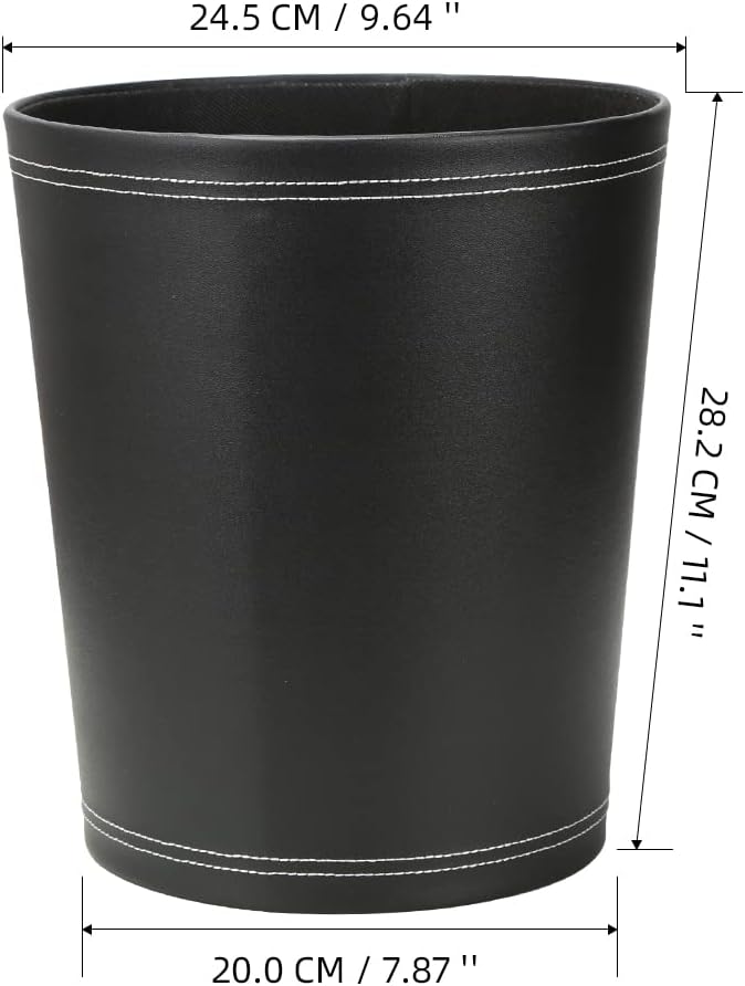 KINGFOM Classic Pu Leather Trash Can Wastebasket, Small Garbage Container Can - Image 4