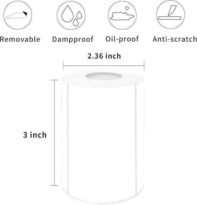 2×3 Inch White Removable Thermal Labels, Waterproof Thermal Label, 300 Sheets - Image 2