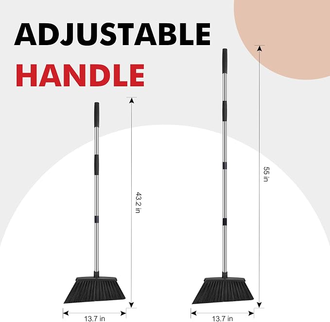 NACENA Heavy Duty Broom, 55 Inch Long Handle Outdoor Large Angle Brooms - Image 2