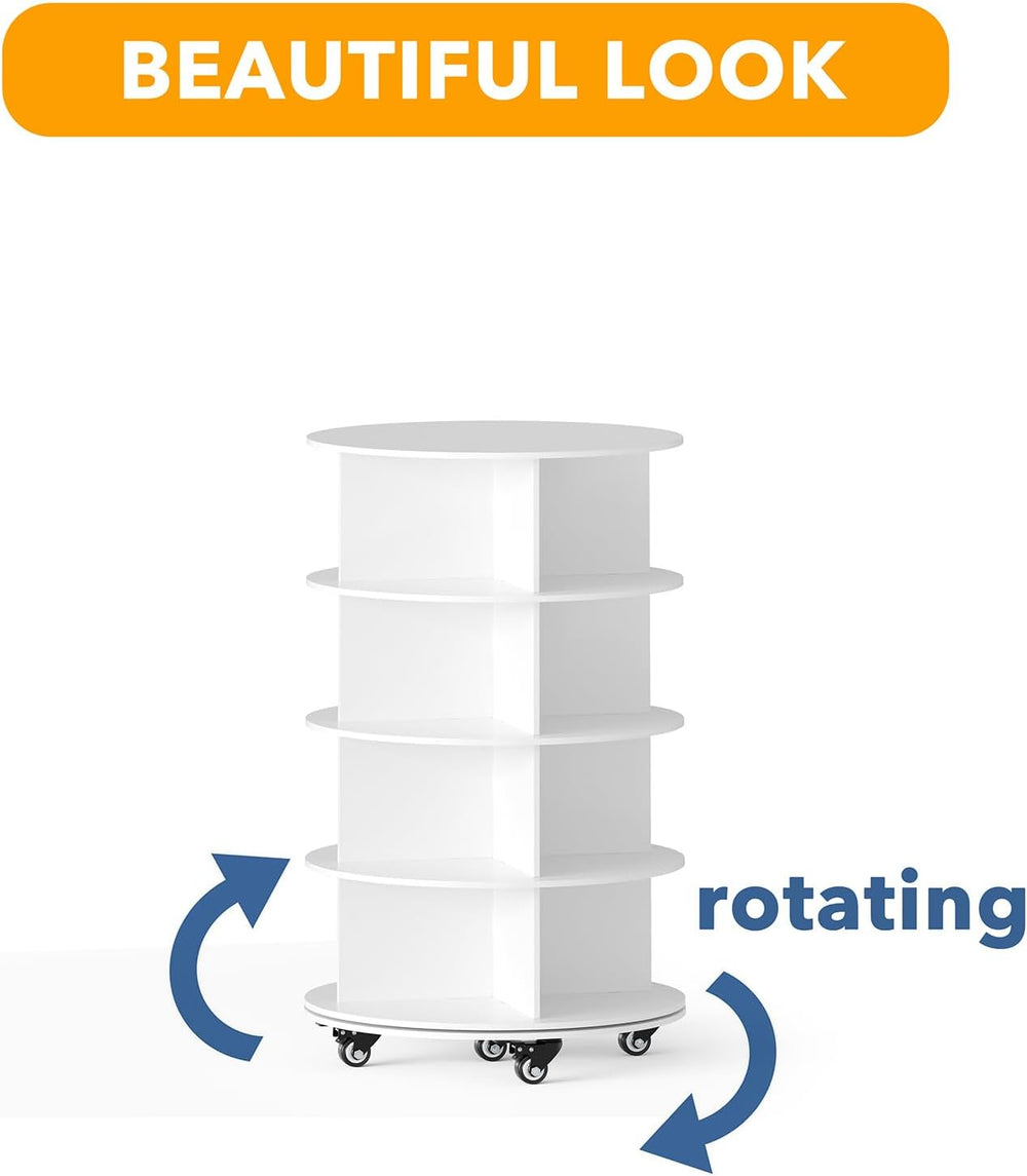 SpaceAid Spinning Shoe Rack with Wheels, 4 Tier Rotating Organizer Shoe Tower...